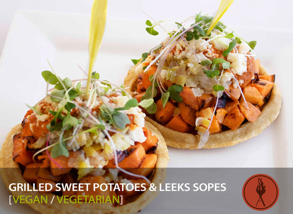 Grilled Sweet Potatoes & Leeks Sopes